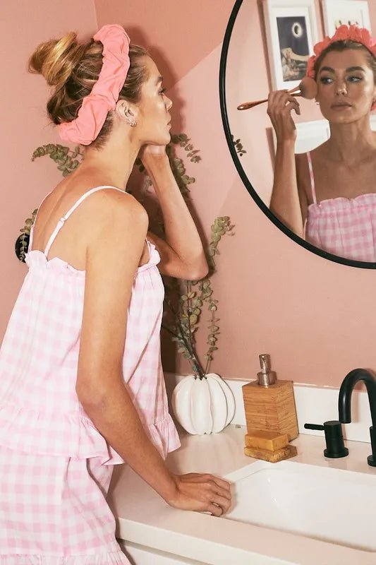 Lime 'N' Chili Gingham Ruffle Trim Cami and Shorts Pajama Set - Bela Fils BoutiqueBela Fils Boutique